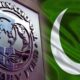 IMF logo and Pakistan flag
